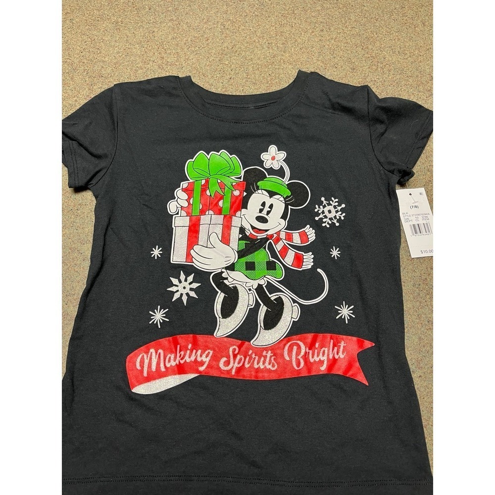 Disney Christmas Minnie‎ Mouse Tshirt NWT Girl's 7-8